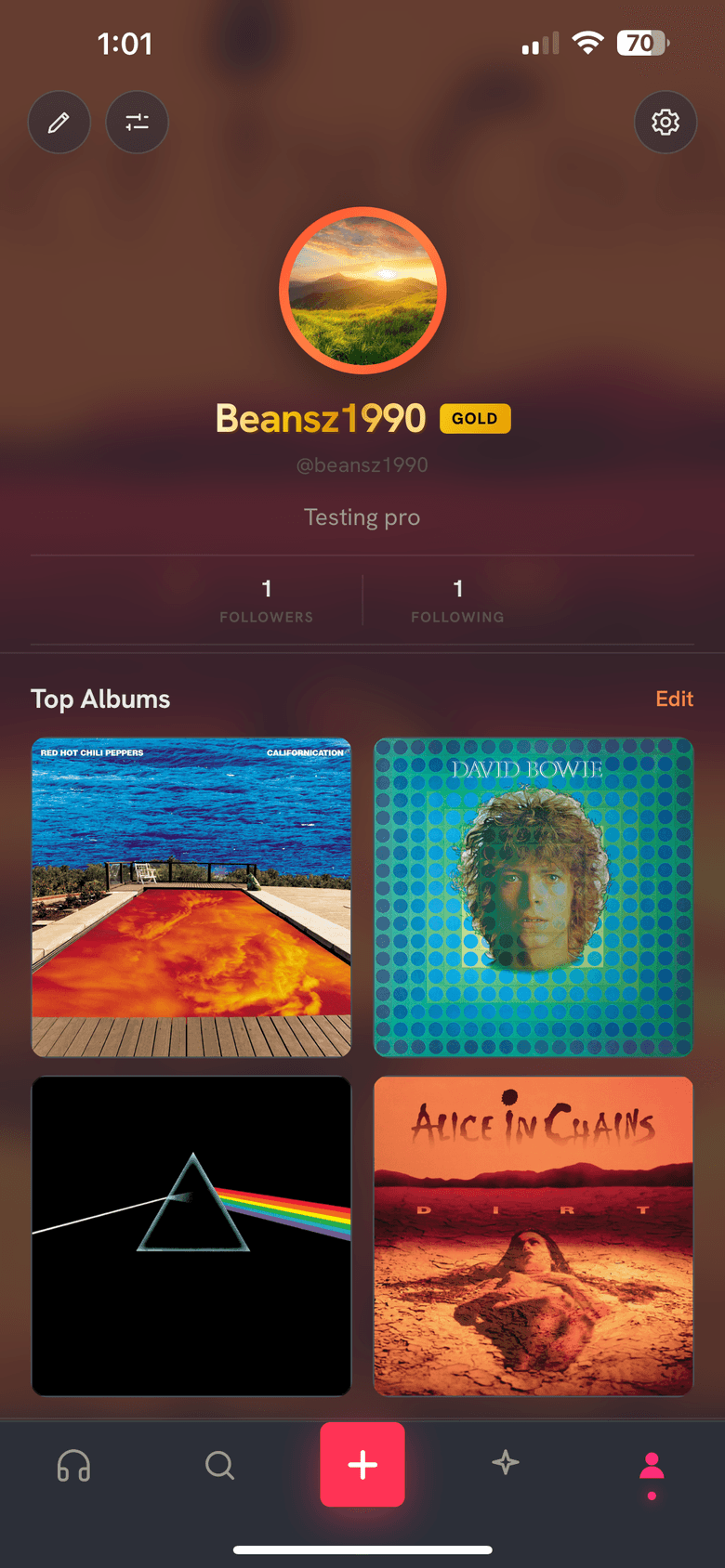 Vull profile screen — a Gold member’s top albums